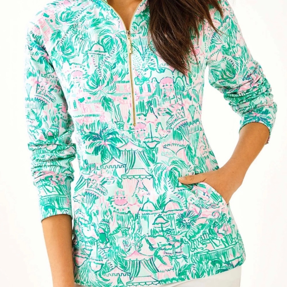 NWT! Lilly Pulitzer Bright Agate Green "Colorful Camelflage" Skipper Popover - Picture 2 of 4